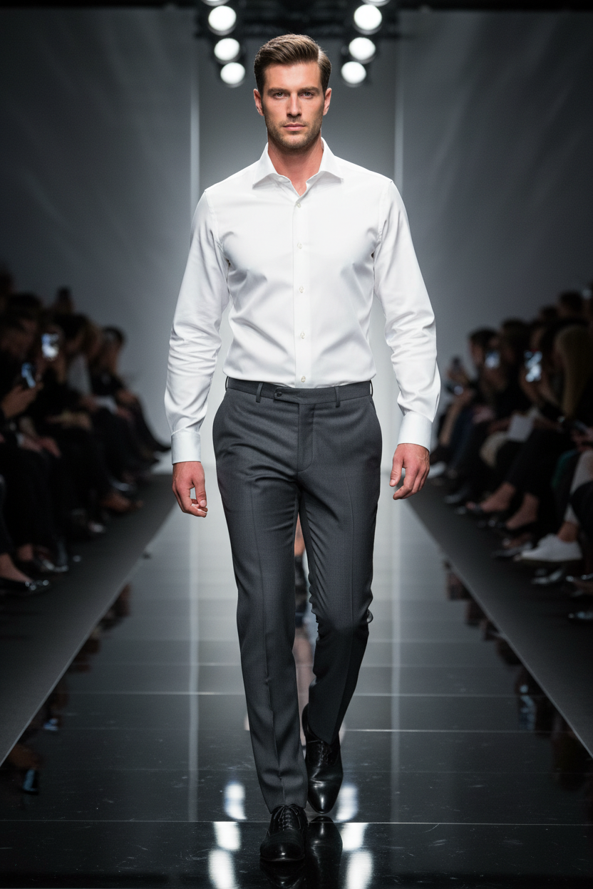 Férfi modell a Bagutta ingben a kifutón